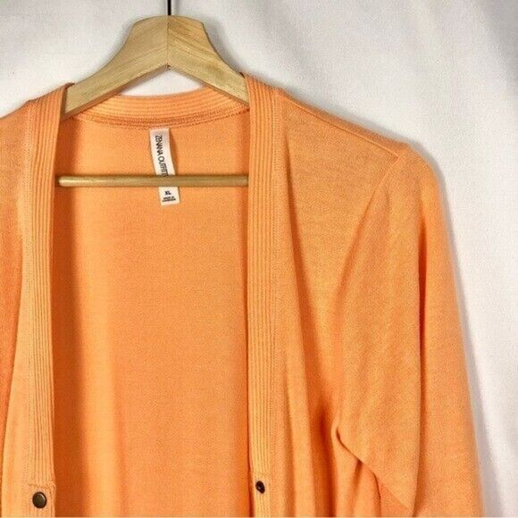 Zenana Outfitters Light Orange V-Neck Button Down Cardigan Sweater XL - Picture 4 of 5